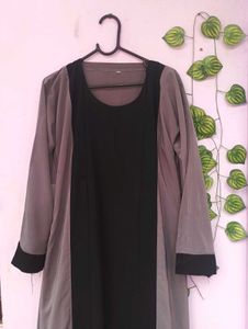 Black And Grey Abaya Dress