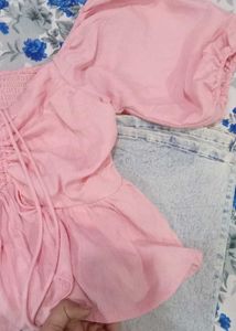 Pink Ruched Peplum Top