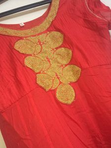 Red Anarkali Only Top Pant Dupatta Not Included