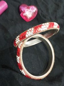 Red &amp; Silver Bangle Set of 2