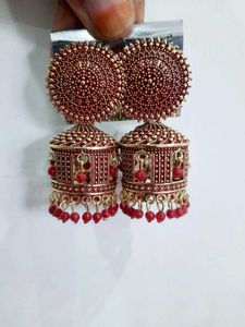Red N Golden Jhumka