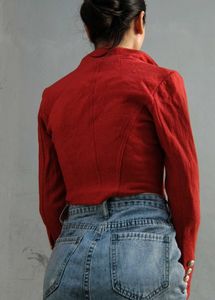 Party Wear Red Crop Coat.