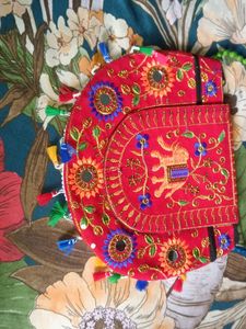 Red Embroidered Boho Bag