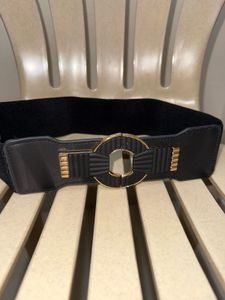 Black Elastic Stretch Belt with Gold Buckle