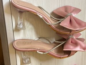 Pink Bow Heel Sandals