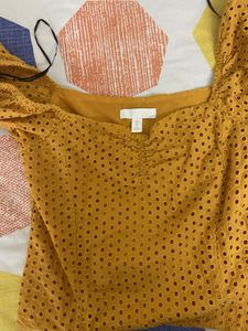 Mustard Eyelet Top