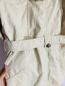 Beige Hooded Overcoat