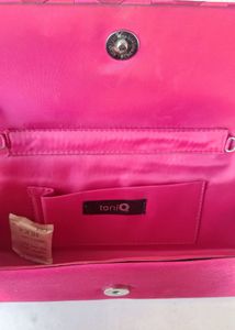 Barbie Hot Pink Braided Ribbon Clutch with Strap