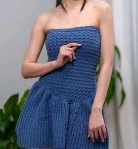 Blue Crochet Mini Dress