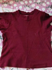 Burgundy Ribbed Knit Top