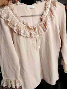 Lace Trim Cotton Top