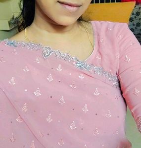 Pink Work Saree