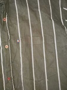 Men Regular Fit Striped Curved Collar Casual Shirt