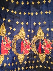 Elegant Blue &amp; Gold Embellished Indian Dress