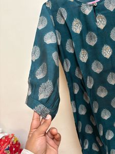 Emerald Green Leaf Print Kurti