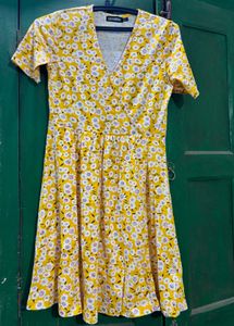 Yellow Floral Print Dress