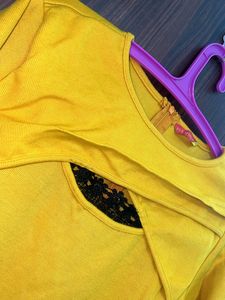 Winter wear Solid Mustard yellow Kurta