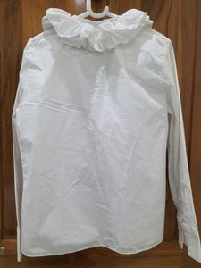 Zara White Designer Neck Shirt (Women)