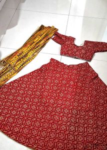 Red Bandhani Lehenga Set