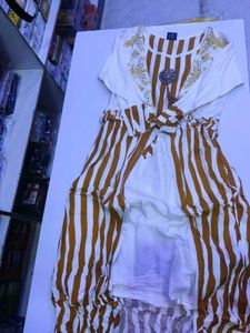 Striped Casual Dress with Detail