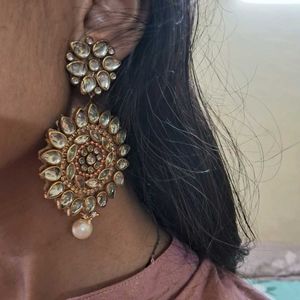 Elegant Kundan Floral Statement Earrings