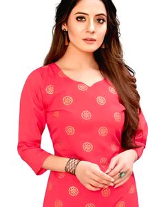 New Poly Silk Pink Printed Kurta Set