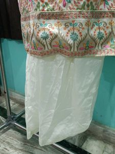 White Multi Colour Embroidery Suit