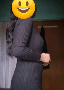 Black Ribbed Knit Dress