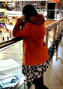 Faux Fur Collar Leather Coat