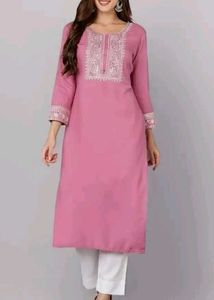 Pink Embroidered Kurta