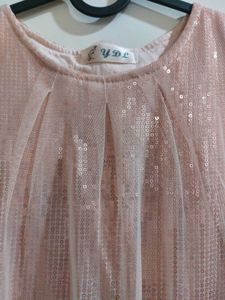 Peach Sequin Girls Party Dress