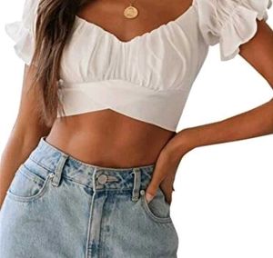White Crisscross Crop Top