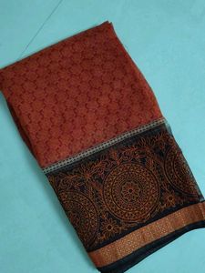 Elegant Rust & Black Saree