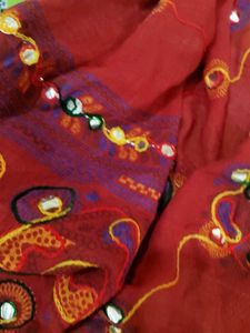 Red Embroidered Dupatta
