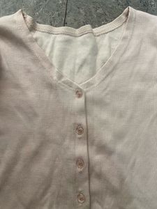 Full Sleeves Crop Top(baby Pink)