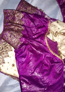One Time Used Festive Stone Work Saree With Blouse