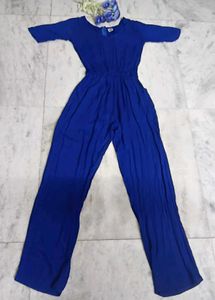 Blue Flowy Jumpsuit(FREE HAIR BOW AND FLOWER CLIP)