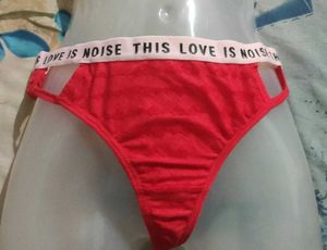 Red "Love is Noise" Thong