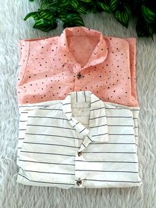 Off White & Peach Colored Shirt Combo (Boys)