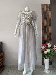 Grey Lace Embellish Premium Gown