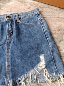 Ripped Denim Skirt