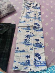 Island Print Button-Down Shirt