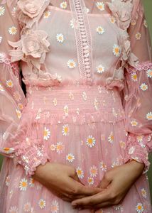 Pink Floral Mesh Dress