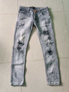 Distressed Gray Wash Jeans