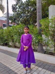 Girls Purple Anarkali Kurta Set