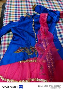 embroidery  girls gown with attached dupaataa