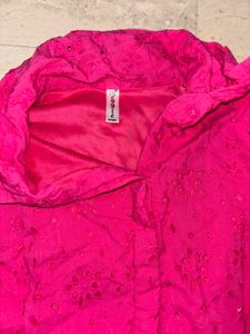 Hot Pink Schiffli Shirt Dress
