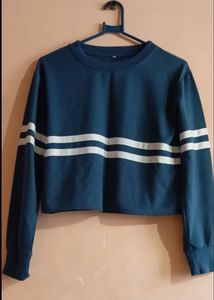 Blue Striped Crop Top