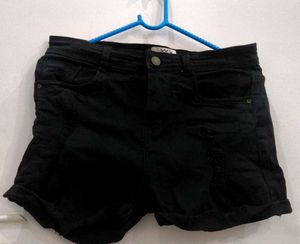 Black Denim Shorts