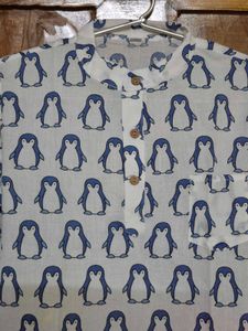 Kids Penguin Print Kurta Set (Avl Sizes 2-7 Years)